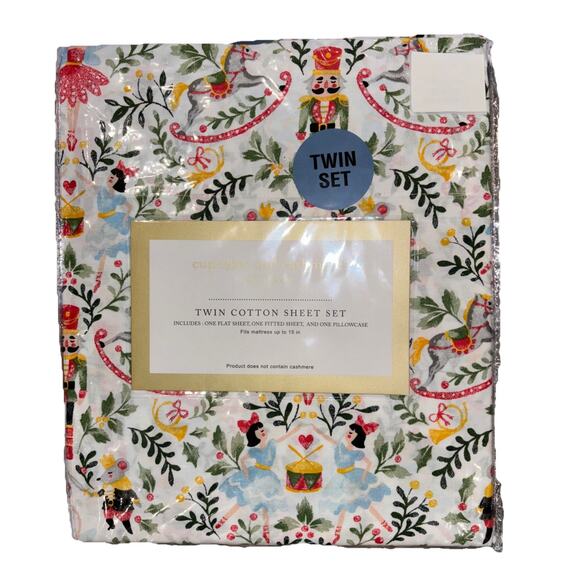 Cupcakes and Cashmere TWIN Christmas Holiday Nutcracker Ballet Cotton Sheet Set - Picture 1 of 4